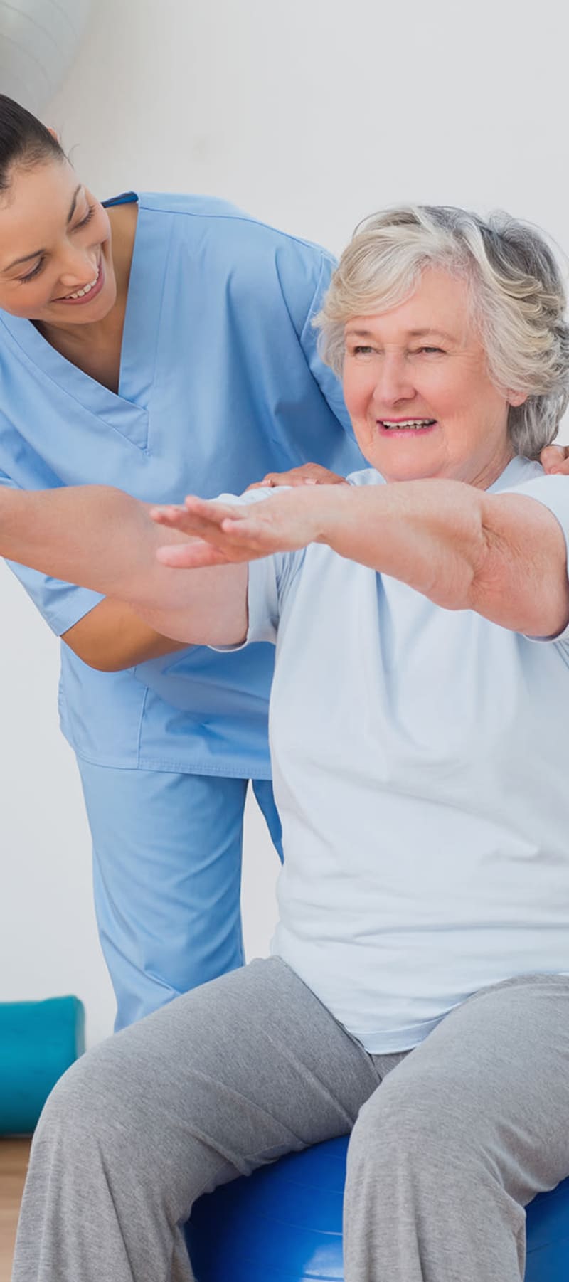 Resident at physical therapy at Holton Manor in Elkhorn, Wisconsin