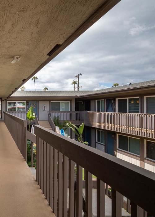 2nd floor view of property at Playa Apartments in San Diego, California