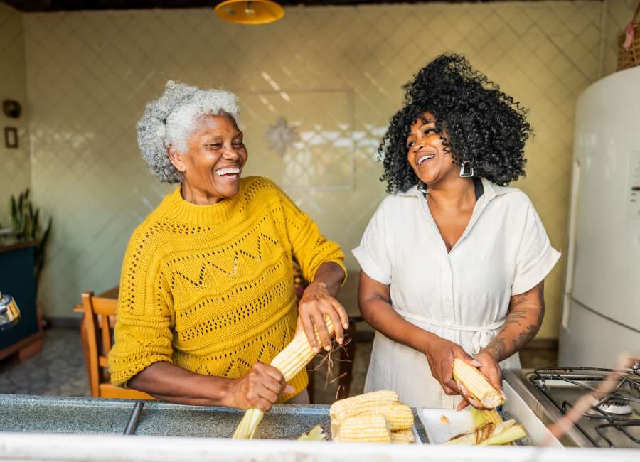 Resident with her child at Hilltop Senior in Irvington, New Jersey