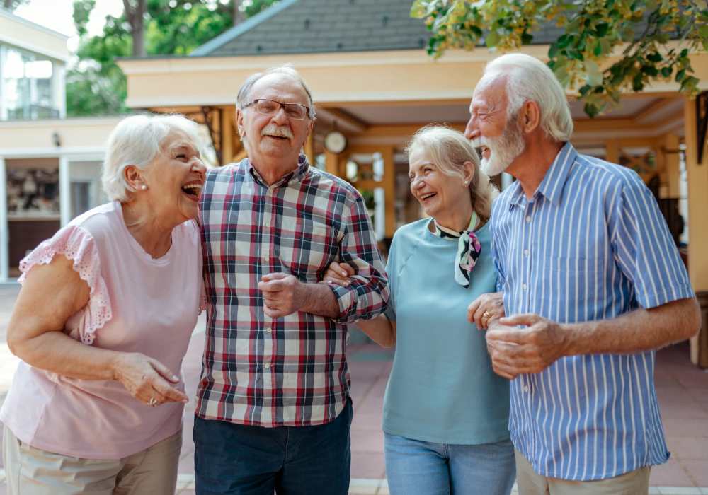 Group of elder residents near Park Hacienda Apartments in Pleasanton,California