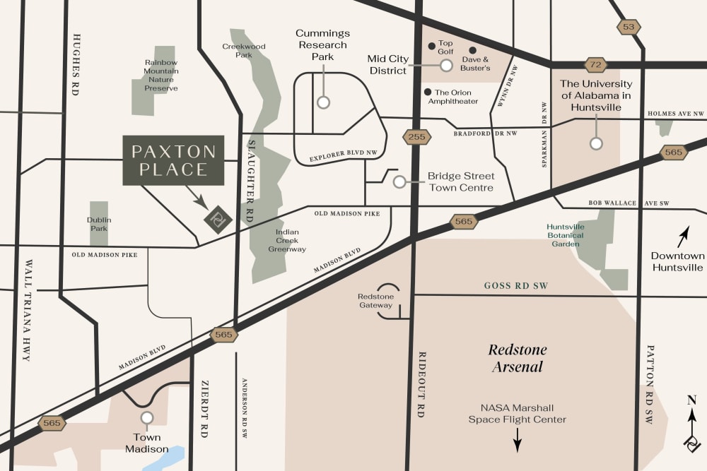 Location Map at Paxton Place, Madison, Alabama