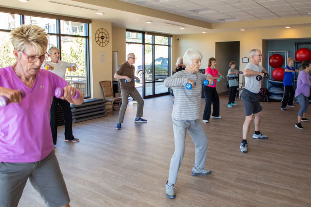 Work out class at Touchmark at The Ranch in Prescott, Arizona