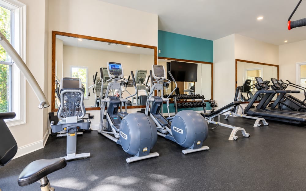 Fitness center with wide-range of equipment at Waterford Place Apartment Homes in Memphis, Tennessee