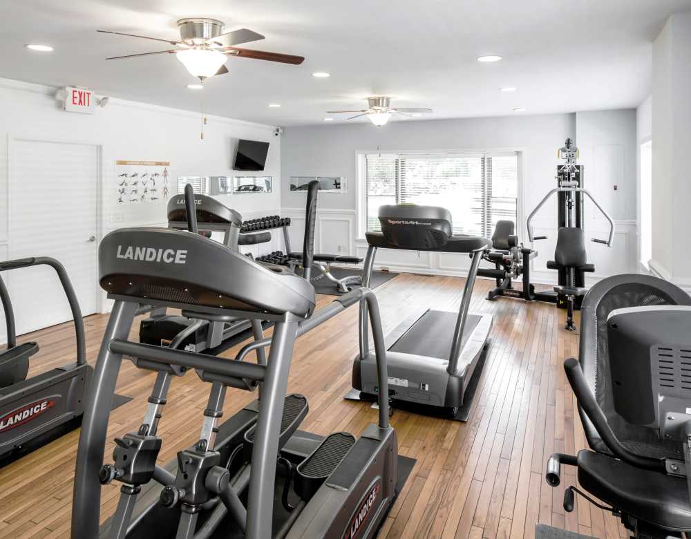 Well-equipped fitness center at Eagle Rock Apartments at Mohegan Lake in Mohegan Lake, New York