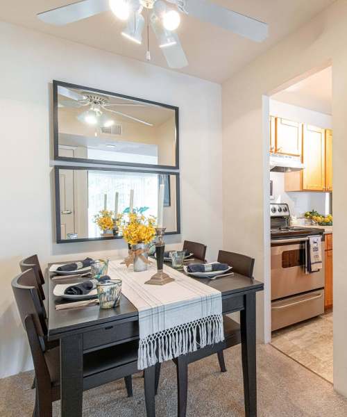 Kitchen and dining area at The Pavilion in Maryland Heights, Missouri