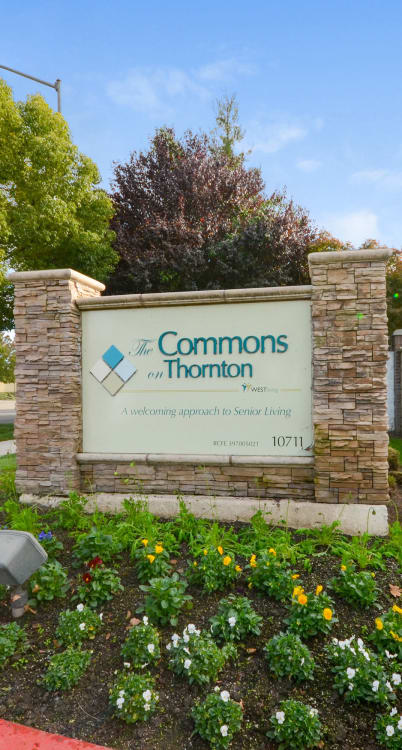 Landscaped grounds around The Commons on Thornton in Stockton, California