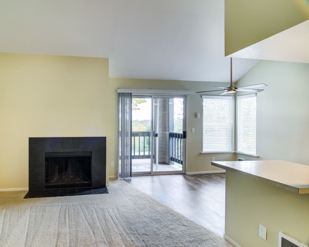 Ample natural light in a model home's kitchen and dining areas at Sofi Lake Oswego in Lake Oswego, Oregon