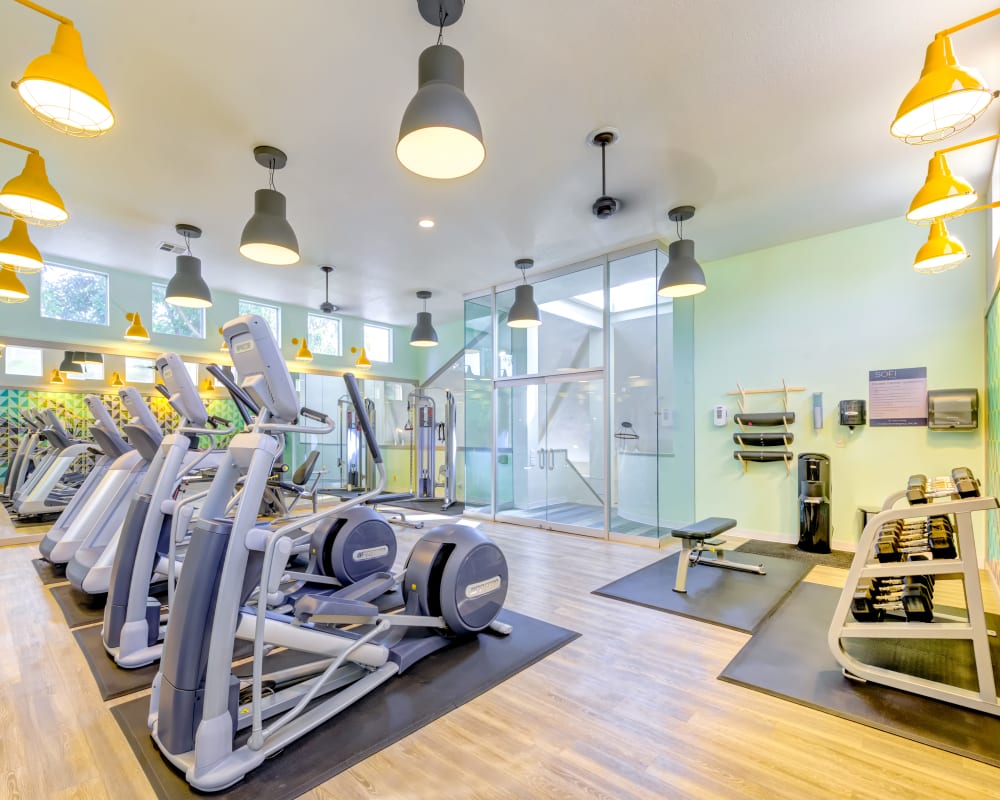 Well-equipped onsite fitness center at Sofi Irvine in Irvine, California