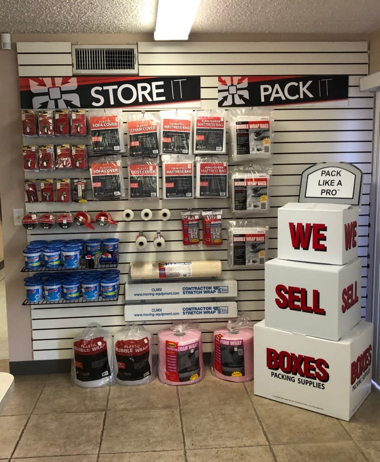 Packing supplies available at StorQuest Self Storage in Tampa, Florida