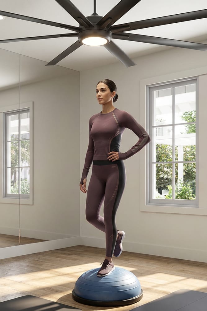 Resident performing yoga at Pomona Apartments in Ocala, Florida
