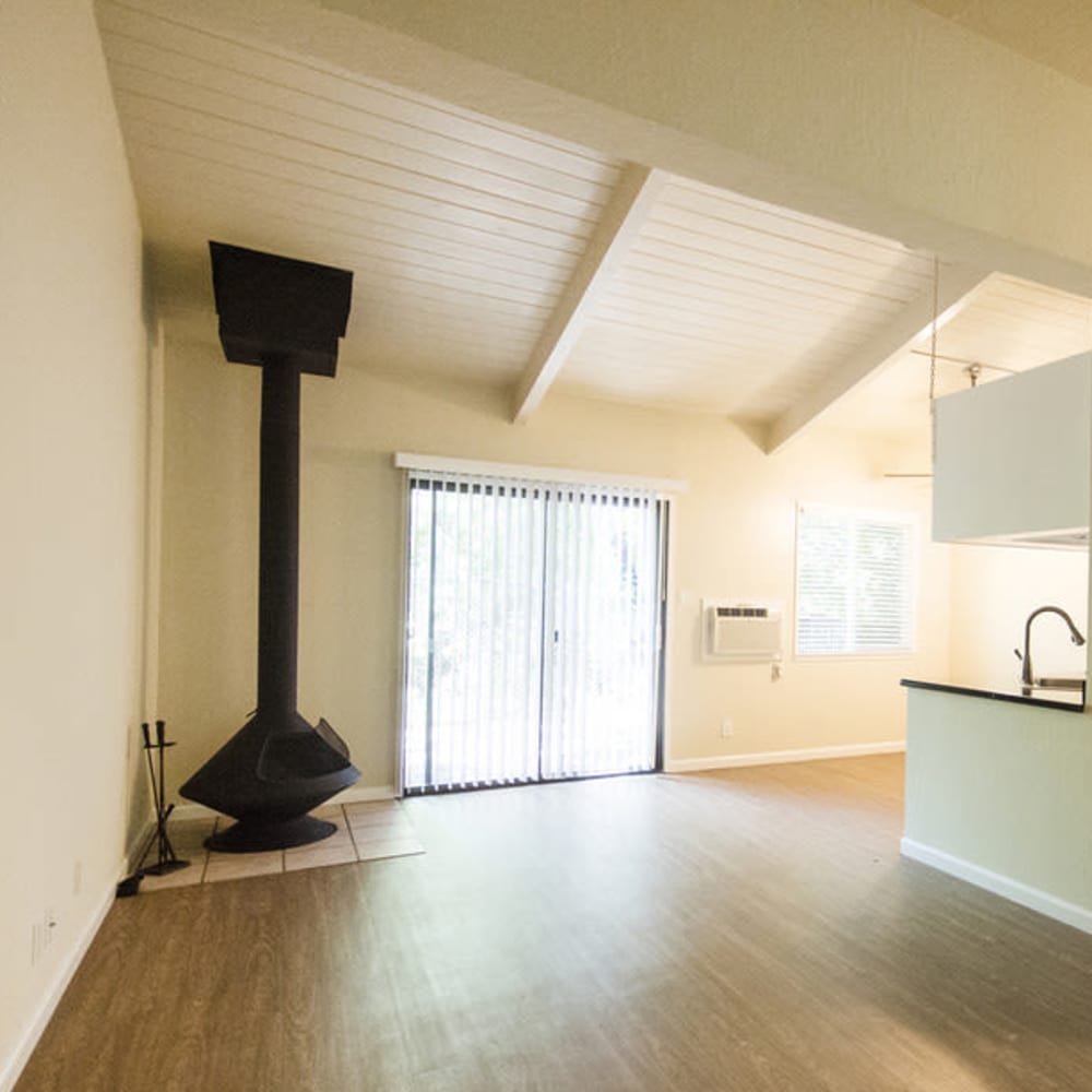 Apartment home with wood burning fireplace and private patio or balcony at Mission Rock at North Bay in Novato, California