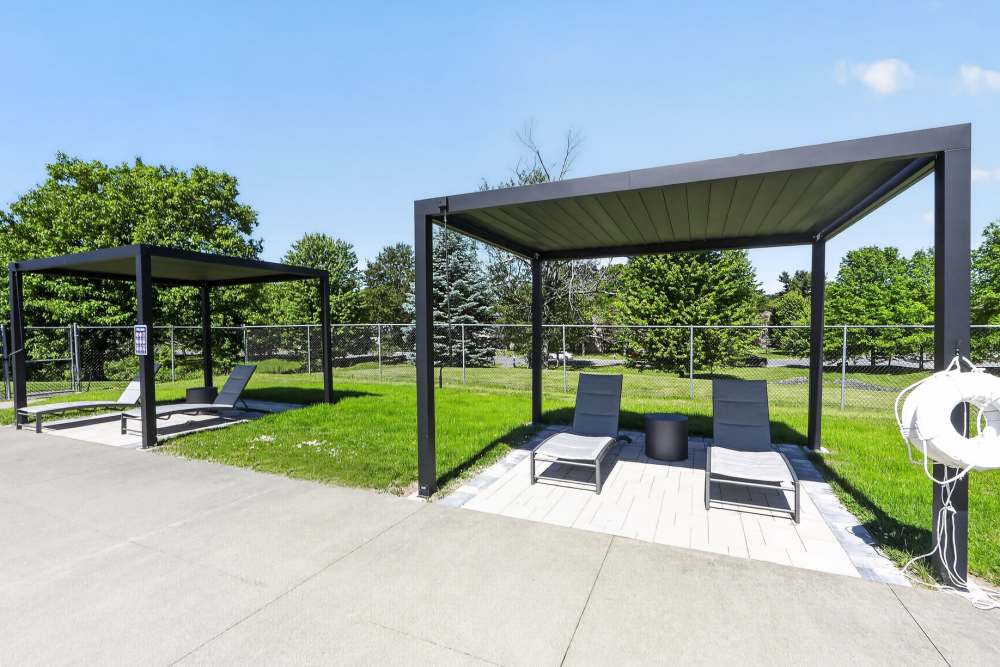 Pool cabanas at Lake Shore Park Apartments in Watervliet, New York