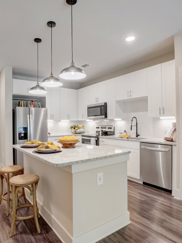 Modern and bright kitchen at The Mallory in Raleigh, North Carolina