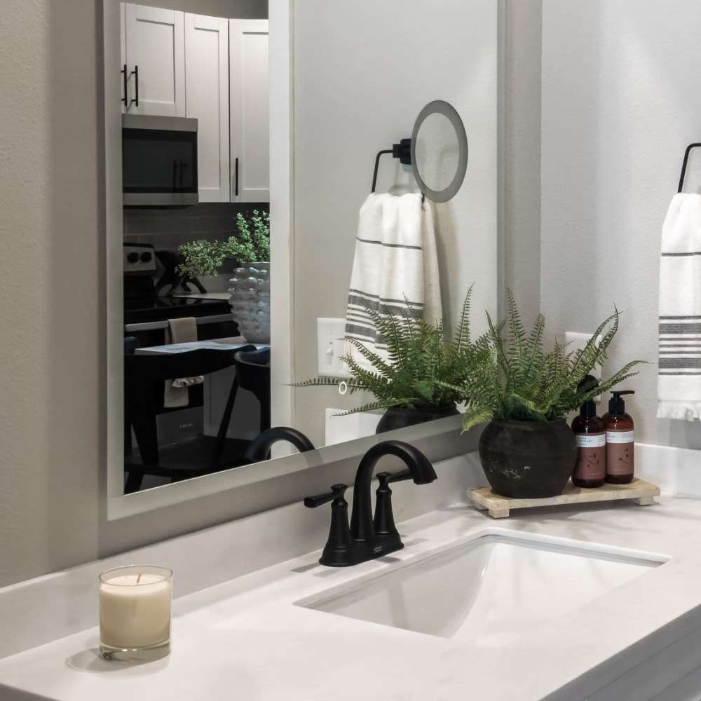 Bright bathroom at InterUrban 2.0 in Billings, Montana