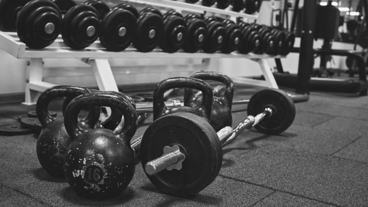 A variety of dumbbells and free weights on a rack at a gym | gyms in Durango
