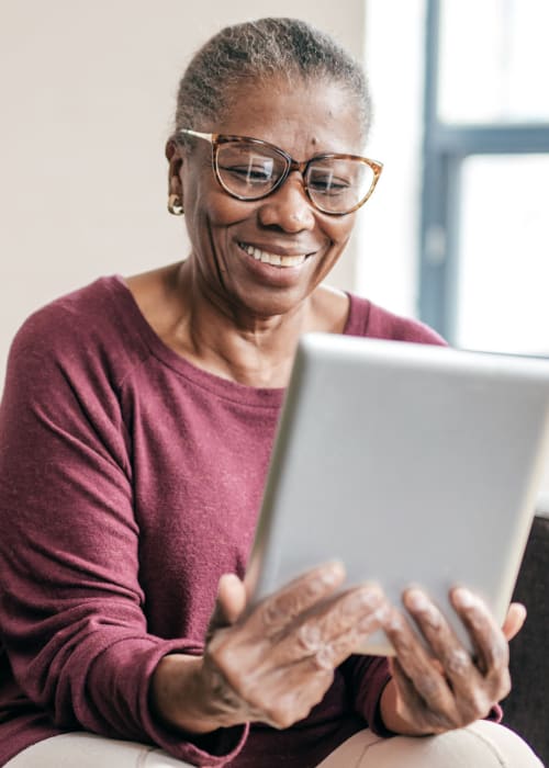 Resident using an iPad
