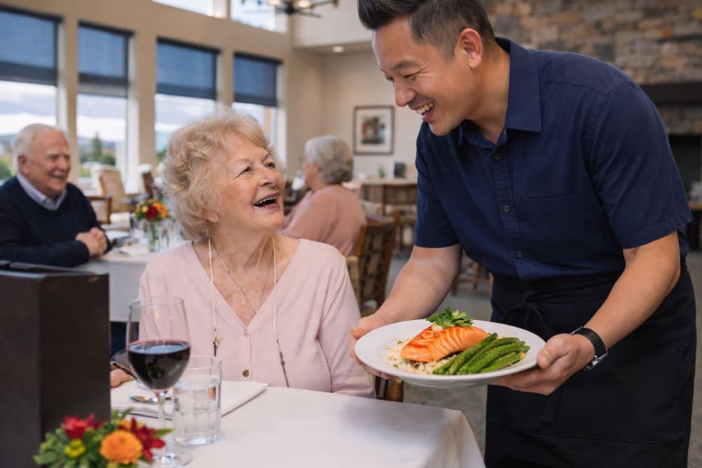 Senior dining at the Crystal Terrace Hospitality dining room