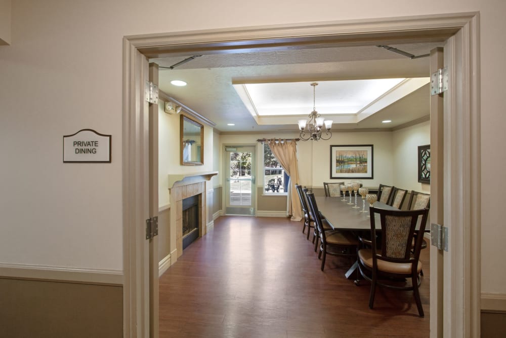 Hallway leading into dining room at Truewood by Merrill, Cottonwood Heights in Cottonwood Heights, Utah