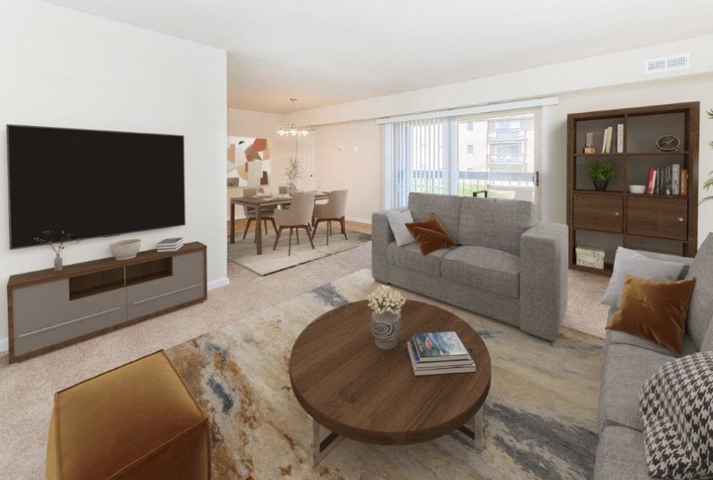 The Preserve at Owings Crossing Apartment Homes offers a beautiful living room in Reisterstown, Maryland