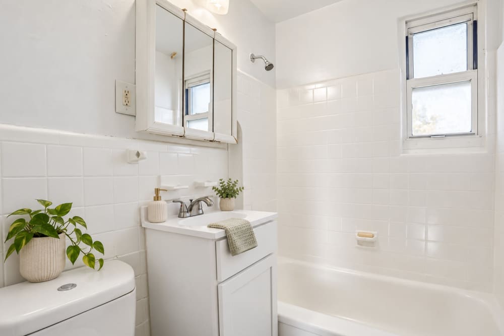 White bathroom in Elmwood Park, New Jersey