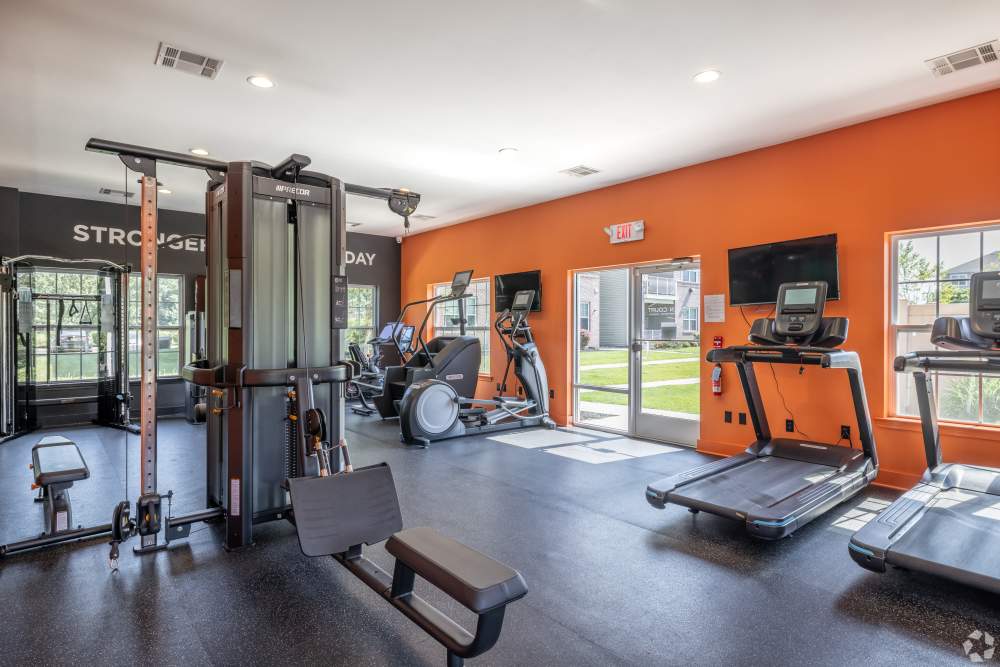 Fitness Center with Cardio Machines at Aspen Court in Piscataway, New Jersey