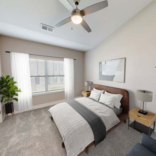 Model bedroom at Gentry East Apartments in Cincinnati, Ohio