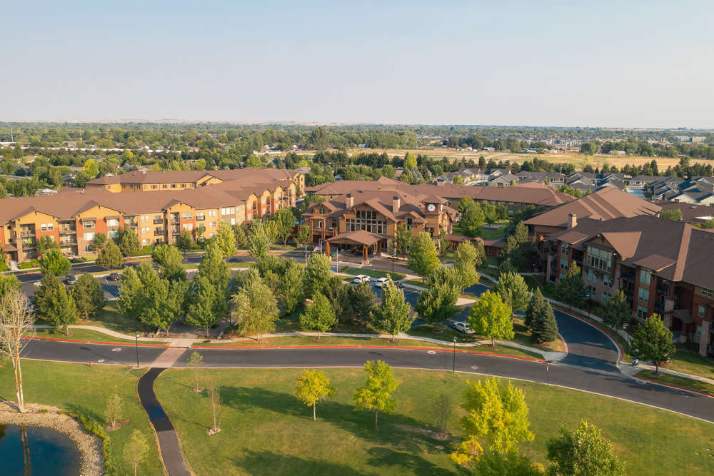 Drone image of Touchmark at Meadow Lake Village in Meridian, Idaho
