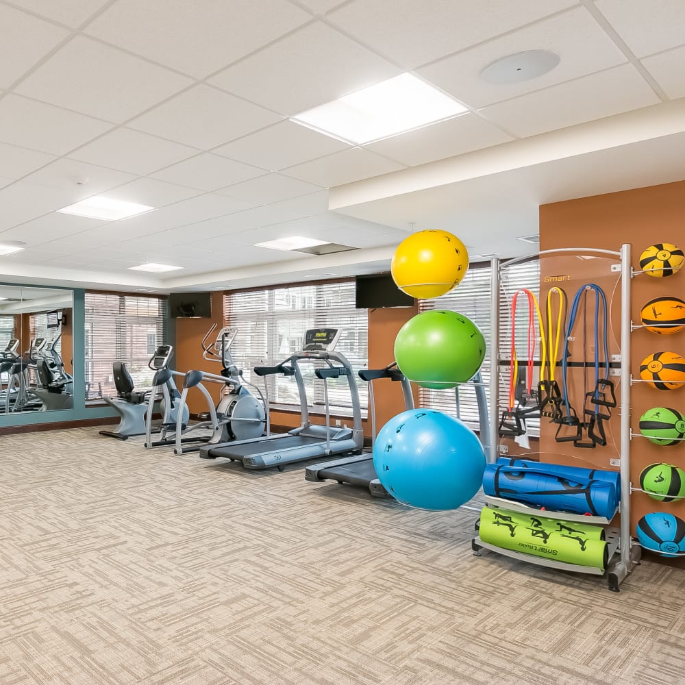 Resident fitness center at Applewood Pointe of Minnetonka in Minnetonka, Minnesota. 