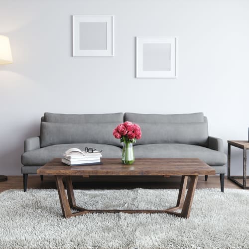 A furnished living room in a home at South Mesa II in Oceanside, California