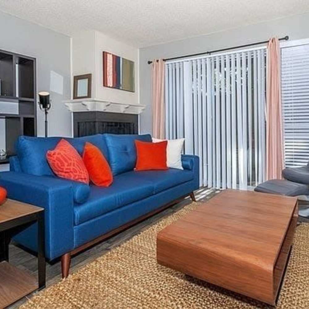 Sofa with wooden flooring  at Barcelo Apartment Homes in San Antonio, Texas