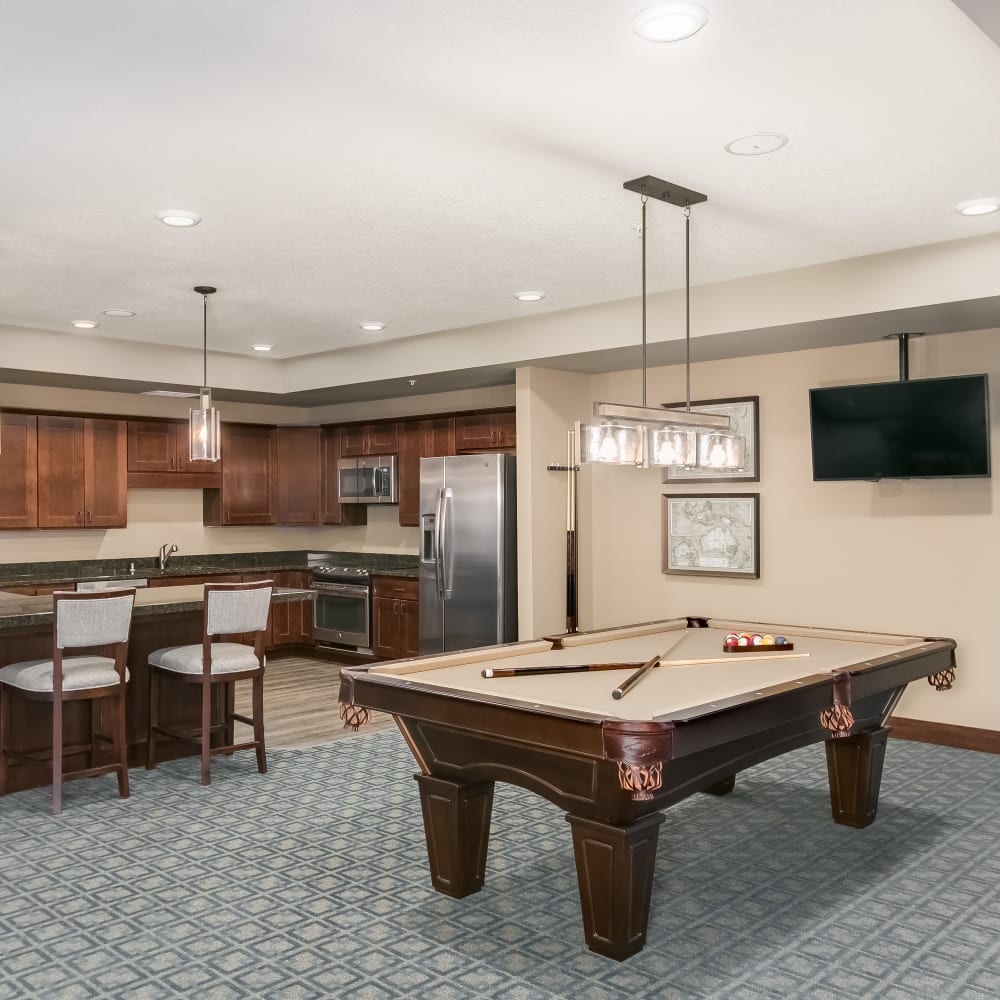 Game room at Applewood Pointe of Eagan in Eagan, Minnesota. 