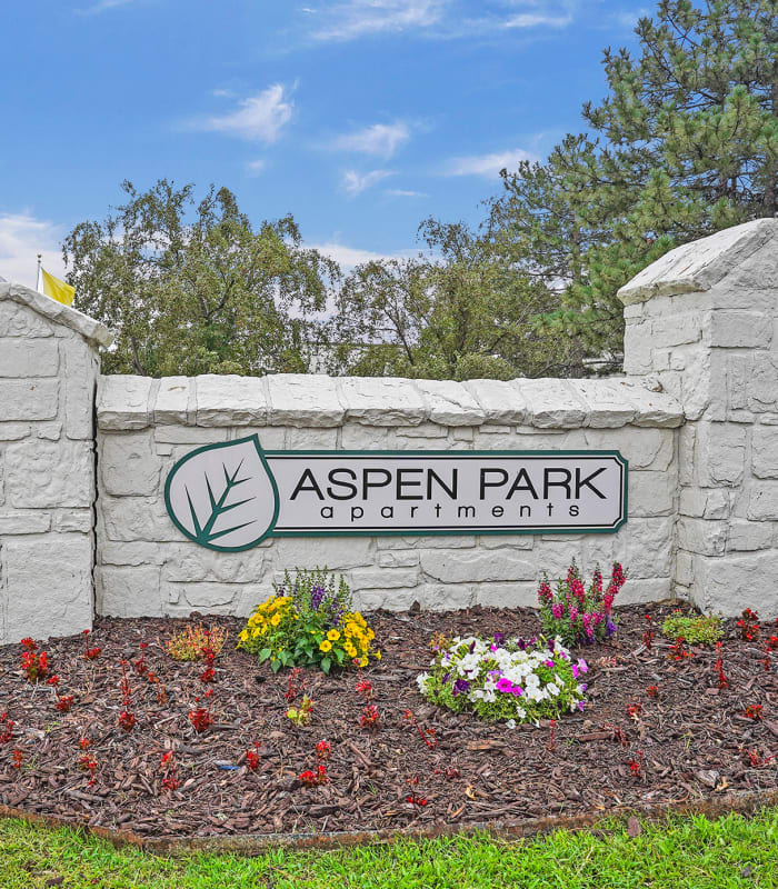 Sign to Aspen Park Apartments in Wichita, Kansas