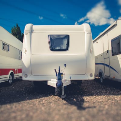 Trailers parked at Storage Star - Lake Travis Austin in Austin, Texas