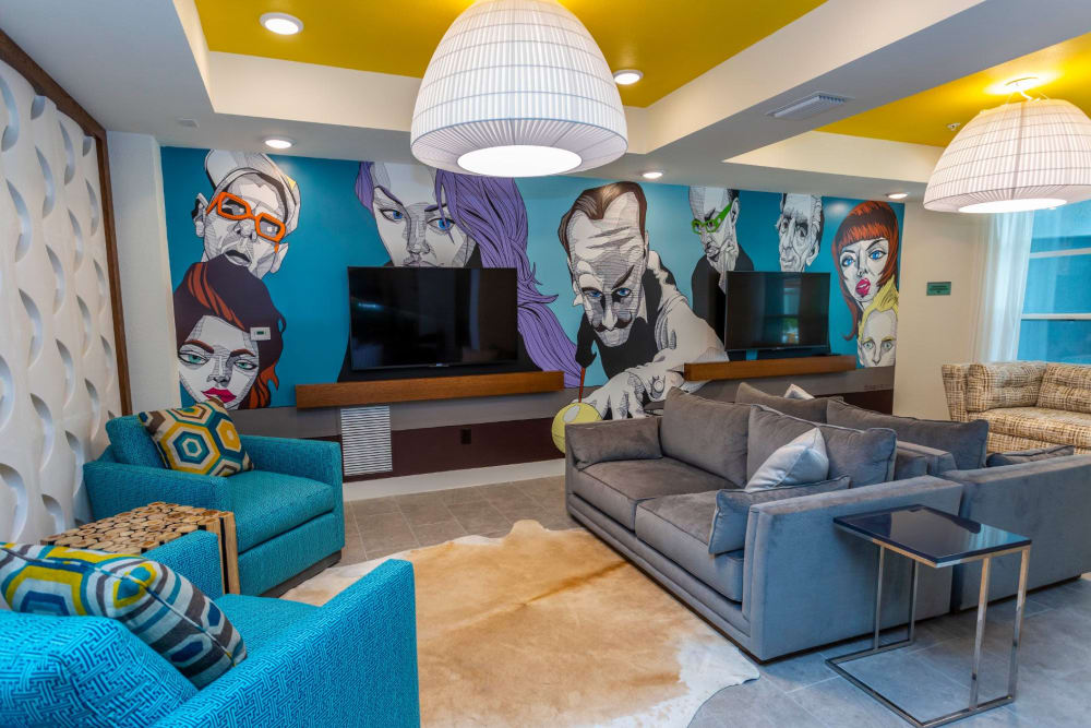 Resident clubhouse lounge at 50 Paramount in Sarasota, Florida