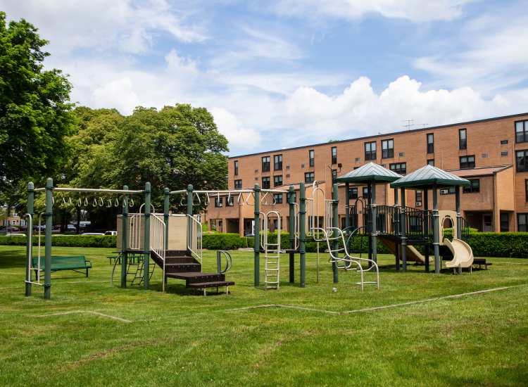 Kids play area at Fairhaven Village in Fairhaven, Massachusetts