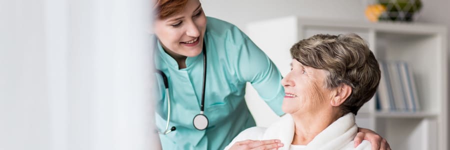 Resident receiving a vaccination on-site at East Troy Manor in East Troy, Wisconsin