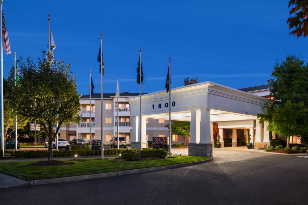 Night view of Patriots Landing in DuPont, Washington. 