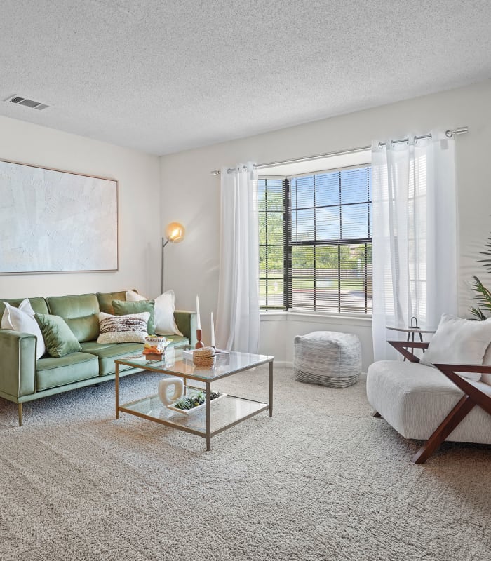 Living room at The Greens of Bedford in Tulsa, Oklahoma