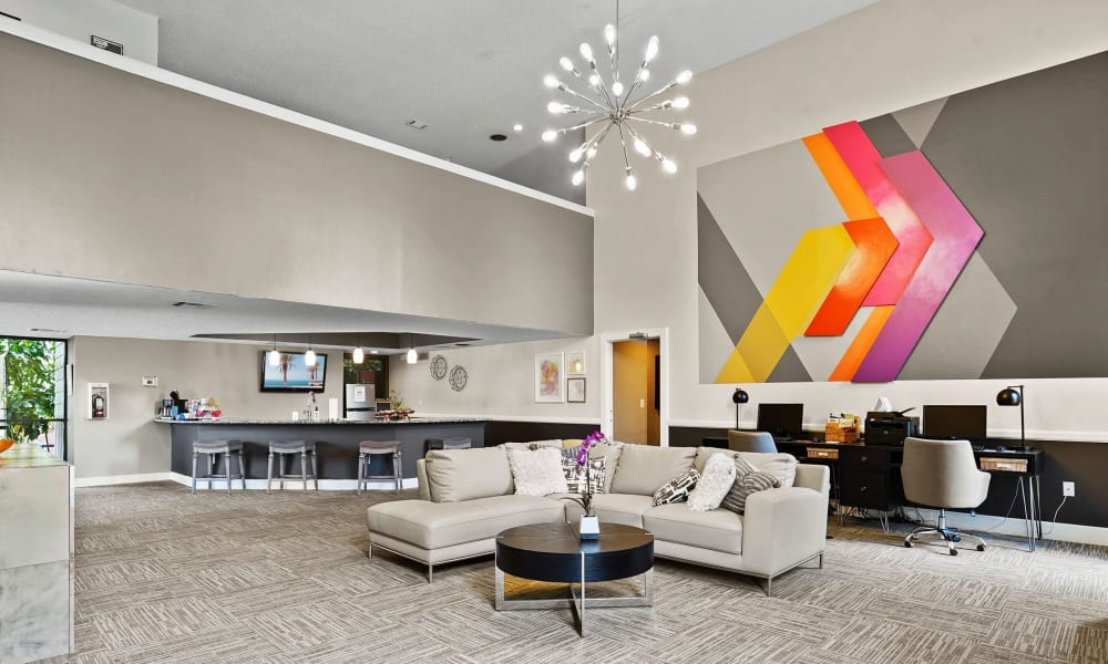 fun relaxed lobby area at Silver Springs Apartments in Wichita, Kansas