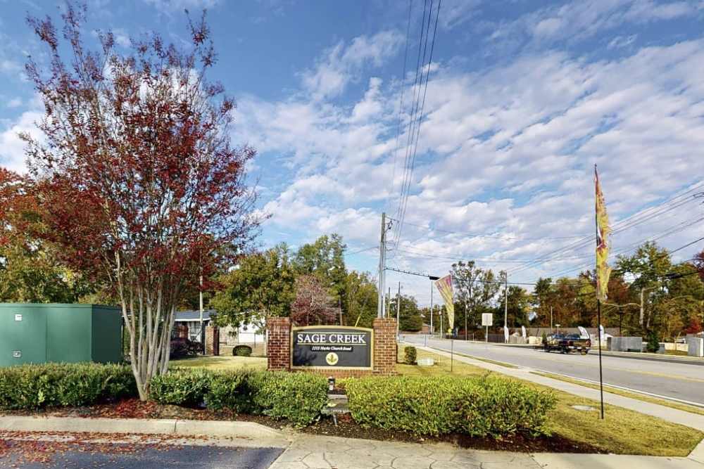 Front Gate entrance at Sage Creek Apartments in Augusta, Georgia