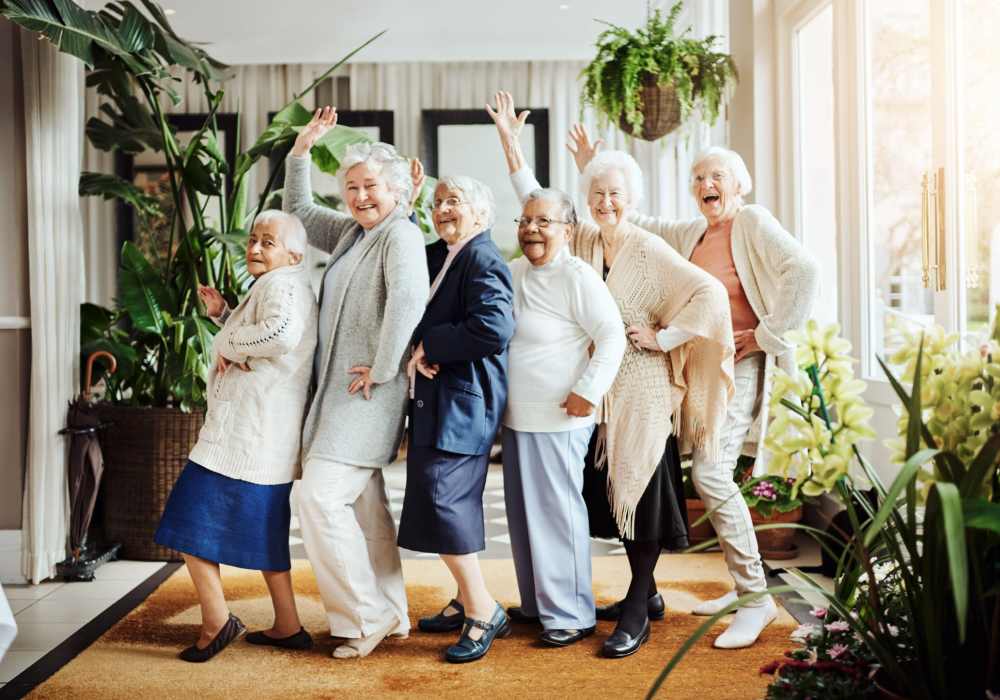 Group of residents having fun at Clearwater at South Bay in Torrance, California