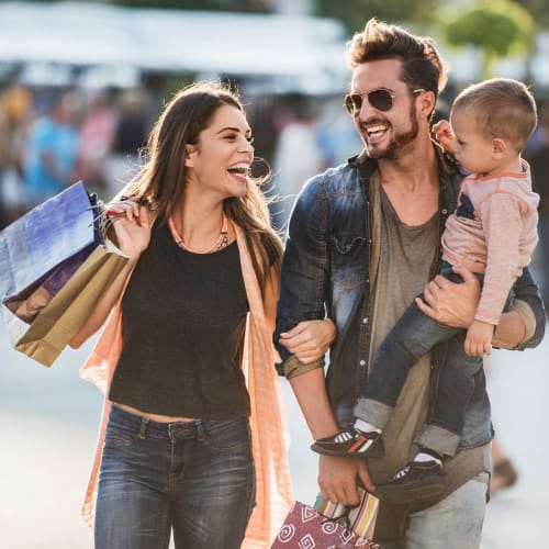 A happy family shopping near Ben Moreell in Norfolk, Virginia