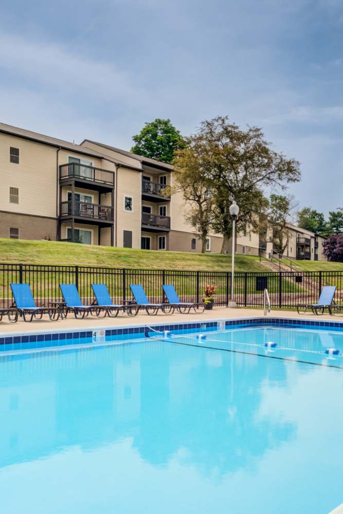 Swimming pool at Squires Manor Apartment Homes in South Park, Pennsylvania