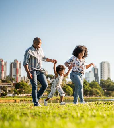 Residents with their child in park at Stonehurst Manor and Harrison Court in Upper Darby Township, Pennsylvania