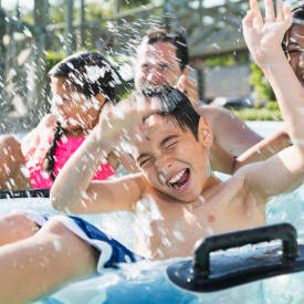 Family having fun at the water park in Phoenix, AZ