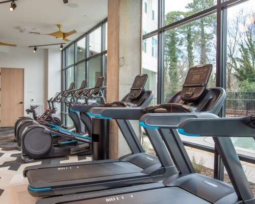 Spacious state-of-the-art fitness center at The Row in Raleigh, North Carolina