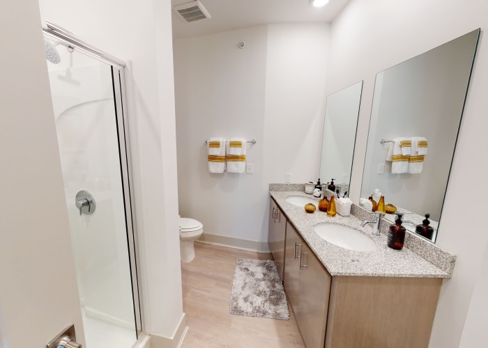 Master Bathroom in an apartment at Elevation 800 in Covington, Kentucky
