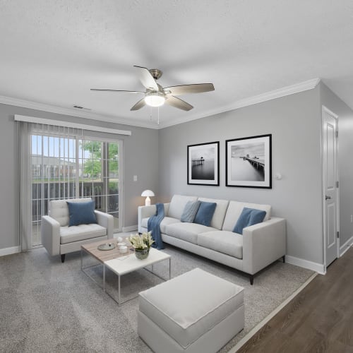 Spacious living room at Lakefront at West Chester in West Chester, Ohio