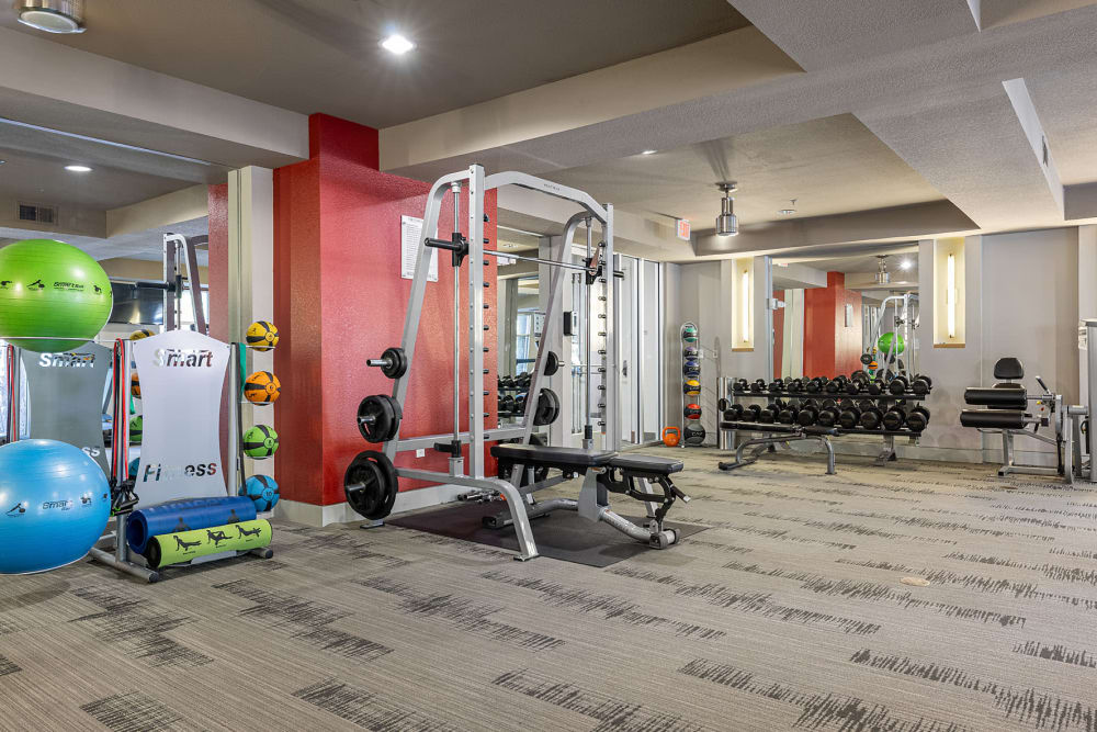 Fitness center for residents at The Marq on West 7th in Fort Worth, Texas