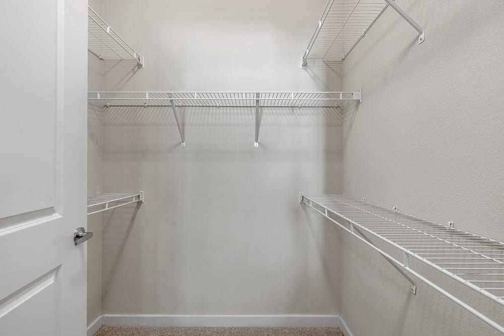 Spacious walk-in closet at The Marq on West 7th in Fort Worth, Texas